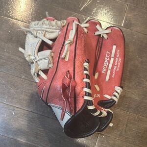 Red and White Baseball Glove